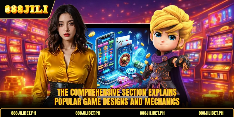 The comprehensive section explains popular game designs and mechanics